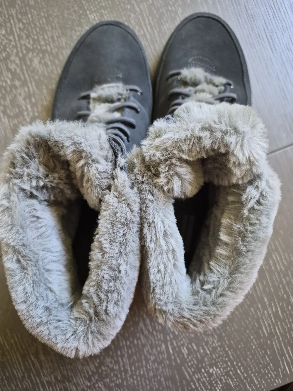 Skechers Winter Chill Gray Suede Faux-Fur Lined Lace-Up Winter Boots